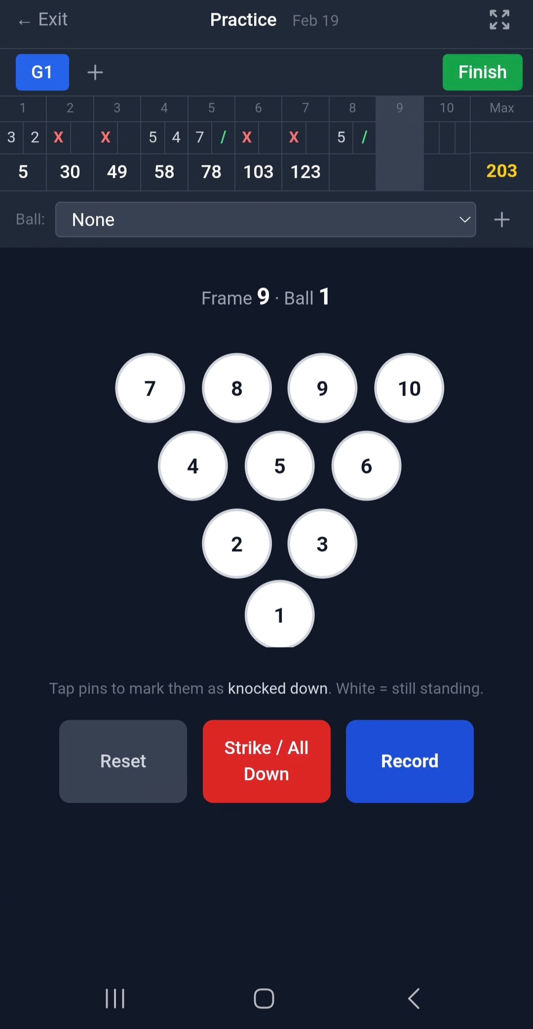 Real-time bowling scorecard with max possible score